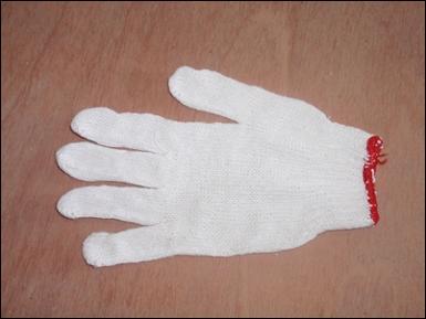 ถุงมือผ้าฝ้ายสีขาว 400g ขอบสีแดง เกรด A++ ราคาโรงงาน